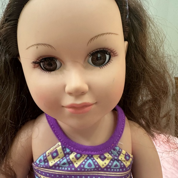 Charming Doll in Purple Geometric Dress with Brown Boots - Picture 3 of 5